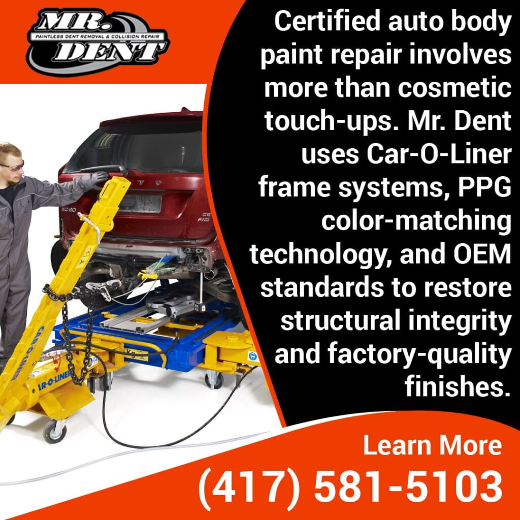 Certified auto body paint repair